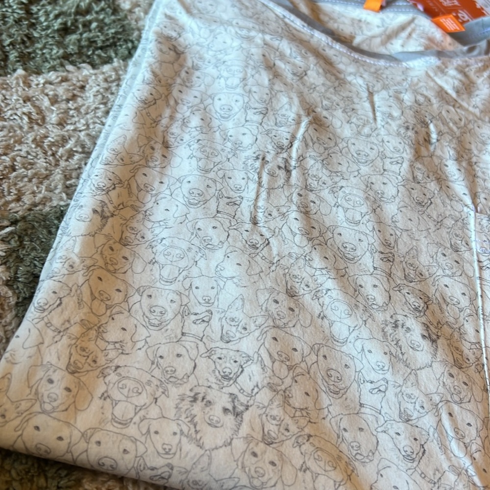 CON.STRUCT Men's White Short Sleeve Tee - DOGS faces! Dog line drawings!